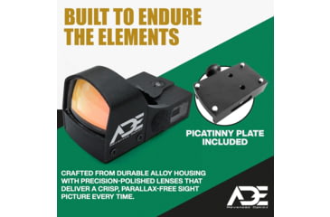 Image of ADE Advanced Optics RD3-009 1x Reflex Red Dot Sight w/Mouting Plate 1911 Colt G/Standard Rear Sight&amp;Picatinny Rail