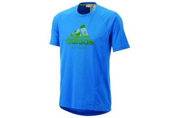 Image of Adidas Terrex Hiking Dri-Release Logo Tee - Men's-Craft Blue-Small