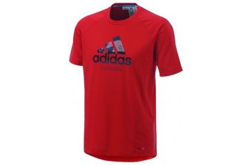 Image of Adidas Terrex Hiking Dri-Release Logo Tee - Men's-Vivid Red-Small