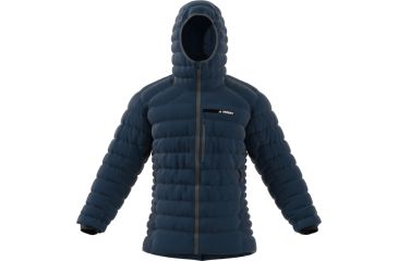 Image of Adidas Terrex Climaheat Agravic Down Hooded Jacket - Men's-Blue Night-Small