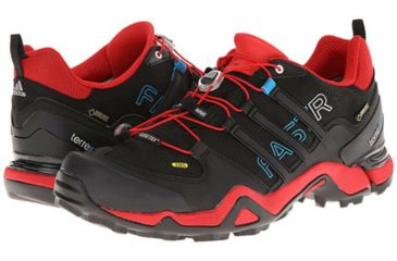 Image of Adidas Terrex Fast R GTX Hiking Shoe - Men's-Blk/ Light Scarlet-Medium-13 US