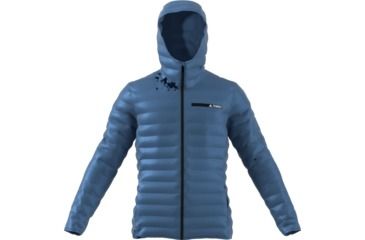 Image of Adidas Terrex Lite Down Hooded Jacket - Men's-Core Blue-Medium