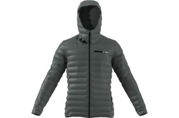 Image of Adidas Terrex Lite Down Hooded Jacket - Men's-Utility Ivy-X-Large