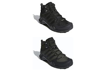 Image of Adidas Outdoor Terrex Swift R2 Mid GTX Hiking Shoe- Men's, Black/Black/Black, Night Cargo/Black/Base Green