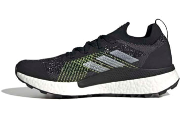 Image of Adidas Terrex Two Ultra Primeblue Trail Running Shoes - Men's, Core Black/Ftwr White/Solar Yellow, 11, H69066-11