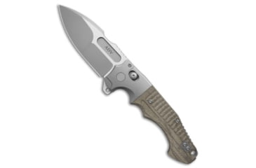 Image of Adv Tactical ADV Tactical Bullsharks Button Lock Knife Brown Micarta Titanium 4.1" Two Tone, Gray/Brown, CPM S35VN, adult, BHQ-227531