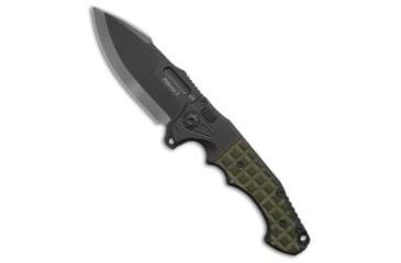 Image of Adv Tactical ADV Tactical Pitboss 2 Button Lock Knife OD Green Frag Titanium 3.7" Two Tone, Gray/Green, CPM S35VN, adult, BHQ-227527