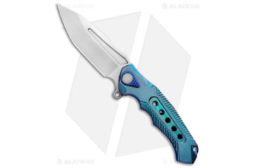 Image of ADV Tactical Ronin Integral Flipper Folding Knife, 4.125in, CPM S35VN, Clip Point Blade, Titanium, Teal Handle, Teal/Gray, 9.25 inch, BHQ-94626