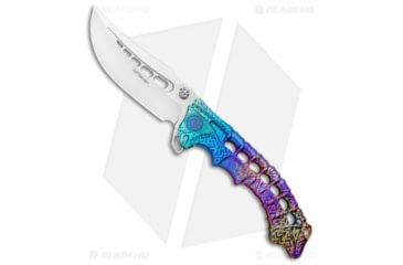 Image of ADV Tactical Scavenger Folding Knife, 4.25in, Bohler M390 Stainless Steel, Trailing Point Blade, Titanium, Spectrum Handle, Gray/Spectrum, 9.75 inch, BHQ-99325