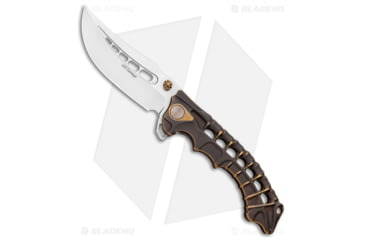 Image of ADV Tactical Scavenger Folding Knife, 4.25in, Bohler M390 Stainless Steel, Trailing Point Blade, Titanium, Bronze Handle, Bronze/Gray, 9.75 inch, BHQ-99326