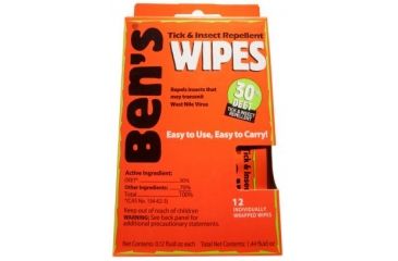 Image of Ben's 30 Insectand Tick Repellent DEET Wipes 12/Box 0006-7085