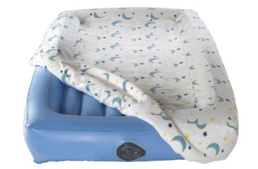Image of Aerobed Airbed Kids Single High Air Mattress W/ 120V Handheld Pump Combo, Includes Fleece Fitted Sheet, Blue, 50 x 25 x 4 in 2000011234