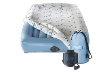 Image of Aerobed Airbed Kids Single High Air Mattress W/ 120V Handheld Pump Combo, Includes Fleece Fitted Sheet, Blue, 50 x 25 x 4 in 2000011234