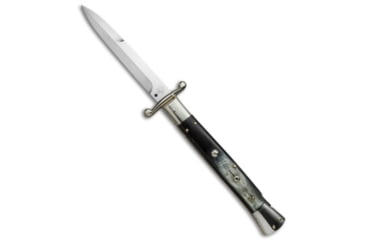 Image of Aga Campolin AGA Campolin 13&quot; Swinguard Automatic Knife Dark Horn 5.75&quot; Satin Bayo, Brown, Stainless Steel, adult, BHQ-50763