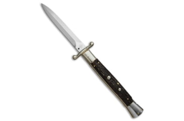 Image of A.G.A. Campolin 13 Swinguard Automatic Folding Knife, 6.00in, Stainless Steel, Dagger Blade, Stag Horn, Brown Handle, Standard, Brown/Gray, 13.00 inch, BHQ-50777