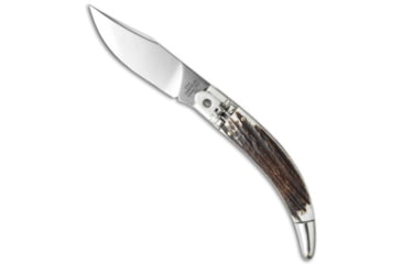 Image of A.G.A. Campolin Diana Automatic Folding Knife, 3.75in, Stainless Steel, Clip Point Blade, Stag Horn, Brown Handle, Brown/Steel, 8.50 inch, BHQ-50637