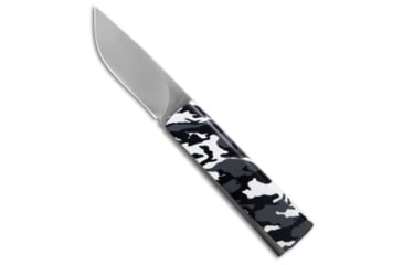 Image of A.G.A. Campolin Dragonfly Gravity Folding Knife, 3.00in, 440C, Clip Point Blade, Steel, Camo/White Handle, Camo/White/Gray, 6.875 inch, BHQ-202258