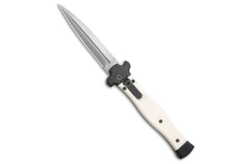 Image of Aga Campolin AGA Campolin Zero+ Bayonet Leverlock Auto Knife White 4.7&quot; Damascus *DISC*, Black/White, Damascus, adult, BHQ-222761
