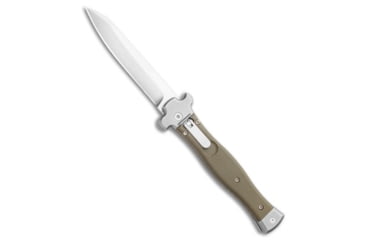 Image of A.G.A. Campolin Zero Automatic Folding Knife, 4.00in, Bohler N690, Reverse Tanto Blade, G-10, Green Handle, Green/Gray, 8.75 inch, BHQ-116873