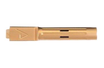 Image of Agency Arms Premier Line Compatible Non-Threaded Glock 19 Pistol Barrels, Fluted Flush Cut, Gold, PLG19FCTiN