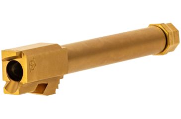 Image of Agency Arms Syndicate Drop-In Match Grade Barrel, Threaded, Glock 17 Gen1-4, 1-10 Twist, 1/2x28, Thread Protector, Titanium Nitride, Gold, SYN17TTiN