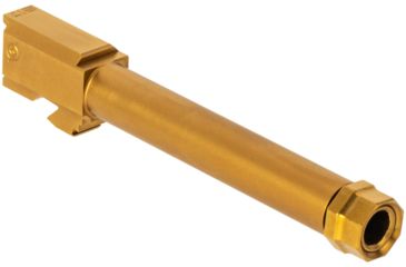 Image of Agency Arms Syndicate Drop-In Match Grade Barrel, Threaded, Glock 17 Gen1-4, 1-10 Twist, 1/2x28, Thread Protector, Titanium Nitride, Gold, SYN17TTiN