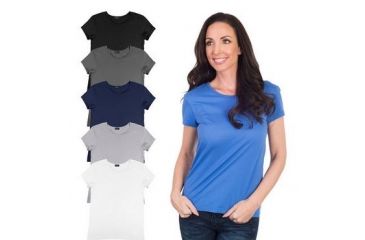 Image of Agiato 6 Pack, Womens Short Sleeve Cotton Crew Neck T Shirt, Large, Black, Blue, Charcoal, Grey, Navy, White 6Pk.AG.TCCT.W.A.Vr.000L