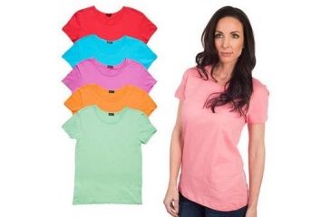Image of Agiato 6 Pack, Womens Short Sleeve Cotton Crew Neck T Shirt, Large, Hemlock, Radiant Orchid, Scuba Blue, Strawberry Ice, Tangerine, Tomato 6Pk.AG.TCCT.W.A.VrCo.000L