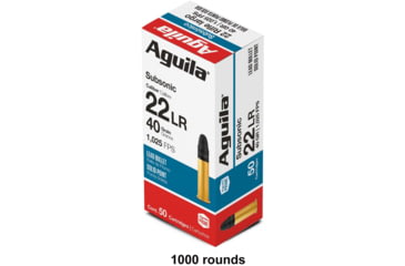 Image of Aguila Ammunition .22 Long Rifle 40gr. Lead Subsonic Solid Point Rimfire Ammo, 1000 Rounds, 1B220269-CS