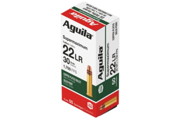 Image of Aguila Ammunition .22 Long Rifle Super Max 30 Grain Copper-Plated Solid Point, Brass Cased, Centerfire Rimfire Ammo, 50 Rounds, 1B220298