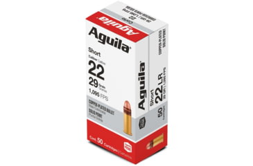 Image of Aguila Ammunition .22 Short 1095fps. 29 Grain Copper Plated, Brass Case, Ammo, 50 Rounds, 1B220110