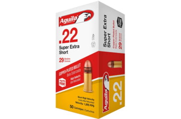 Image of Aguila Ammunition .22 Super Extra Short, 29 Grain, High Velocity Copper-Plated Solid Point, Lead Round Nose LRN, Brass Cased, Centerfire Rimfire Ammo, Case of 1000 Rounds, 1B220110-CS