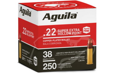 Image of Aguila Ammunition 22LR 38 Grain Copper Plated Hollow Point, Brass Case, Ammo, 250 Rounds, 1B221103