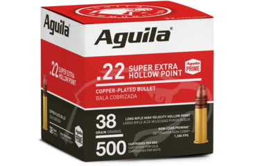 Image of Aguila Ammunition .22LR 38 Grain Plated Hollow Point, Brass Case, Ammo, 500 Rounds, 1B221118