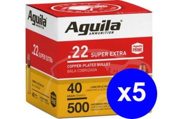 Image of Aguila Ammunition .22LR 40 Grain Plated Lead Round Nose, Brass Case, Ammo, 2500 Rounds