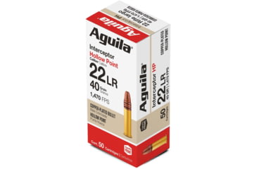Image of Aguila Ammunition .22LR Case Lot Interceptor 40 Grain Lead Hollow Point, Brass Case, Ammo, 50 Rounds, 1B220321