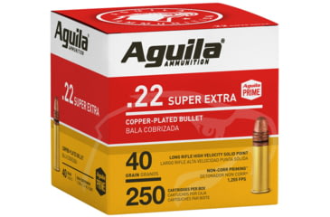 Image of Aguila Ammunition .22LR HV SP 40 Grain Brass Case Rimfire Ammo, 250 Bulk PK, AGUI1B221100