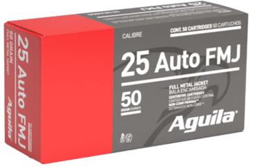 Image of Aguila Ammunition .25 AUTO 50 Grain Full Metal Jacket, Brass Case, Pistol Ammo, 50 Rounds, 1E252110