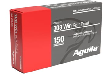Image of Aguila Ammunition 308 WIN 150 Grain Soft Point Brass Cased Rifle Ammo, 20 Rounds, 8090AG