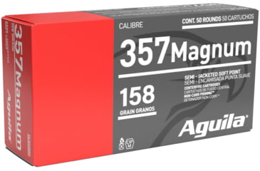 Image of Aguila Ammunition .357 MAG 158 Grain Semi Jacketed Soft Point, Brass Case, Pistol Ammo, 50 Rounds, 1E572823