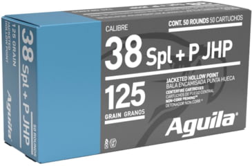 Image of Aguila Ammunition .38 Special 125 Grain Jacketed Hollow Point Brass Cased Pistol Ammo, 50 Rounds, 1E382527