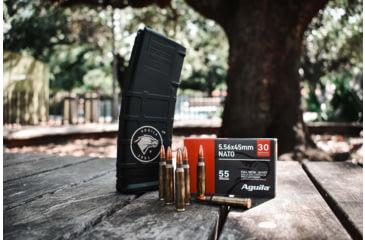 Image of Aguila Ammunition 5.56x45mm NATO Ammo 55 Grain FMJ Brass Case Rifle Ammo, 450 Rounds, 1E556155-BP