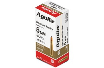 Image of Aguila Ammunition 5mm Remington Magnum 30 Grain Semi-Jacketed Hollow Point, Brass Case, Ammo, 50 Rounds, 1B222405