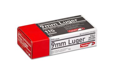 Image of Aguila Ammunition, 9mm Luger, 115 Grain, Full Metal Jacket, Brass Case, 100-Rounds, 1E097704