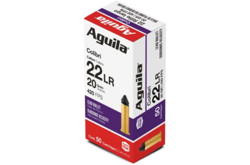 Image of Aguila Ammunition Colibri .22LR 420fps. 20 Grain Lead Round Nose, Brass Case, Ammo, 50 Rounds, 1B220337