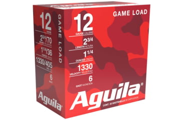 Image of Aguila Ammunition Field 12 Gauge 1 1/4 Oz 2.75in 6 Shot Centerfire Shotgun Ammo, 25 Rounds, 1CHB1206