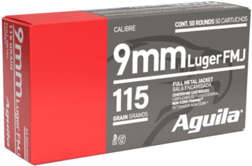 Image of Aguila Ammunition Handgun Ammo 9mm Luger 115 gr FMJ 1150 fps 1000/ct Case, 1E097704C