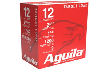 Image of Aguila Ammunition Heavy Target Shotshells 12 Gauge 2-3/4in 1-1/8oz 1200 fps Size 9 Shotgun Ammo, 25 Rounds, 1CHB1359