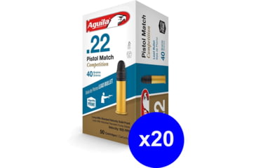 Image of Aguila Ammunition Pistol Match .22 Long Rifle Solid Point 40 Grain Brass Cased Ammo, 50 Rounds, 1B220516
