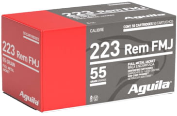 Image of Aguila Ammunition .223 Remington 55 Grain Full Metal Jacket, Brass Case, Rifle Ammo, 50-Rounds, 1E223110